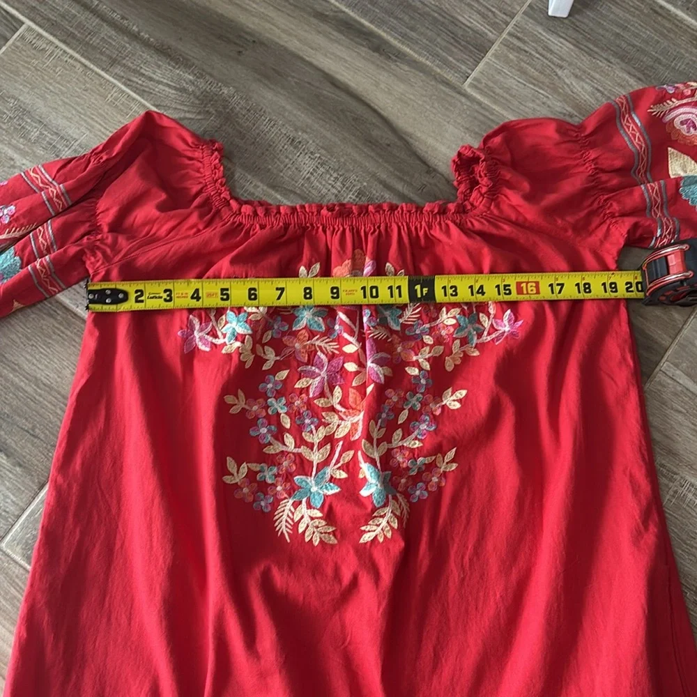 Free People Vibrant Red Cotton Dress in excellent condition